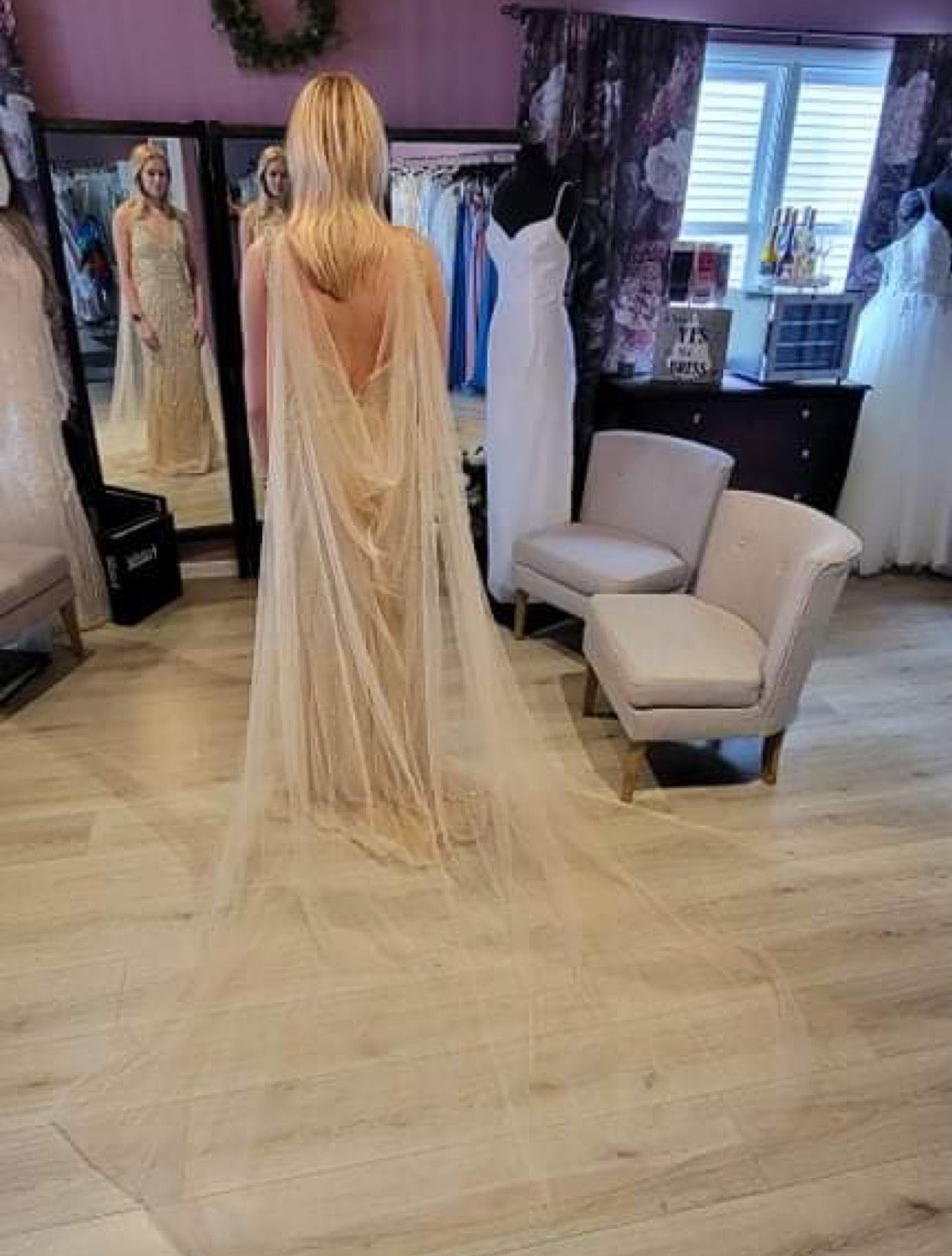 Size 8 Plunge Nude A-line Dress on Queenly
