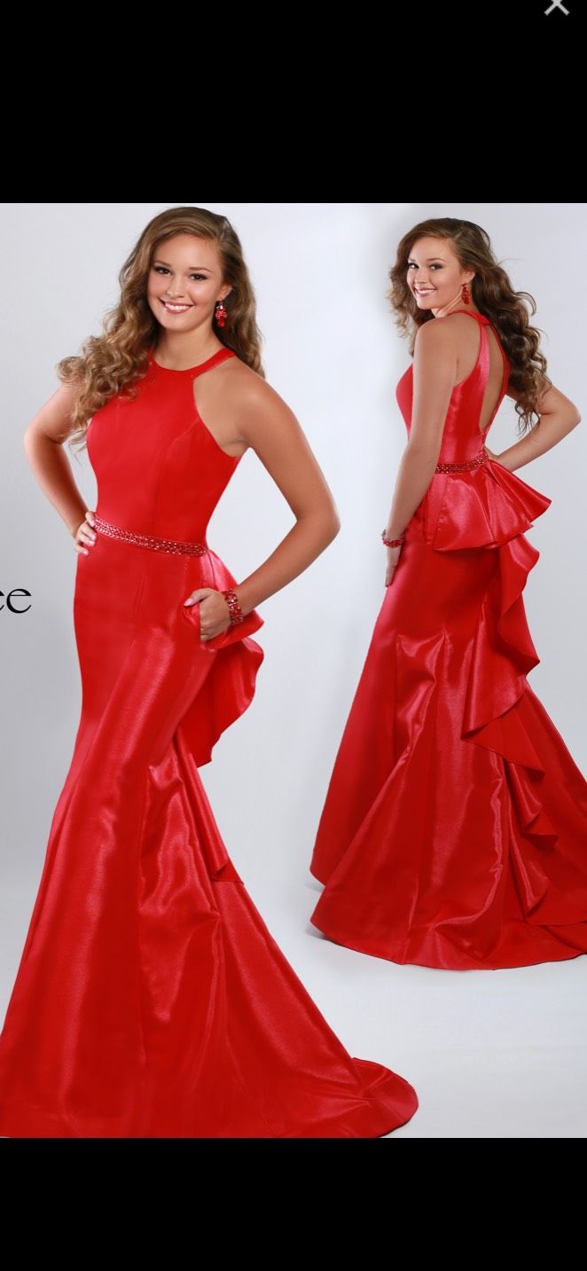 Style 1931 Ritzee Size 0 Pageant Halter Red Floor Length Maxi on Queenly
