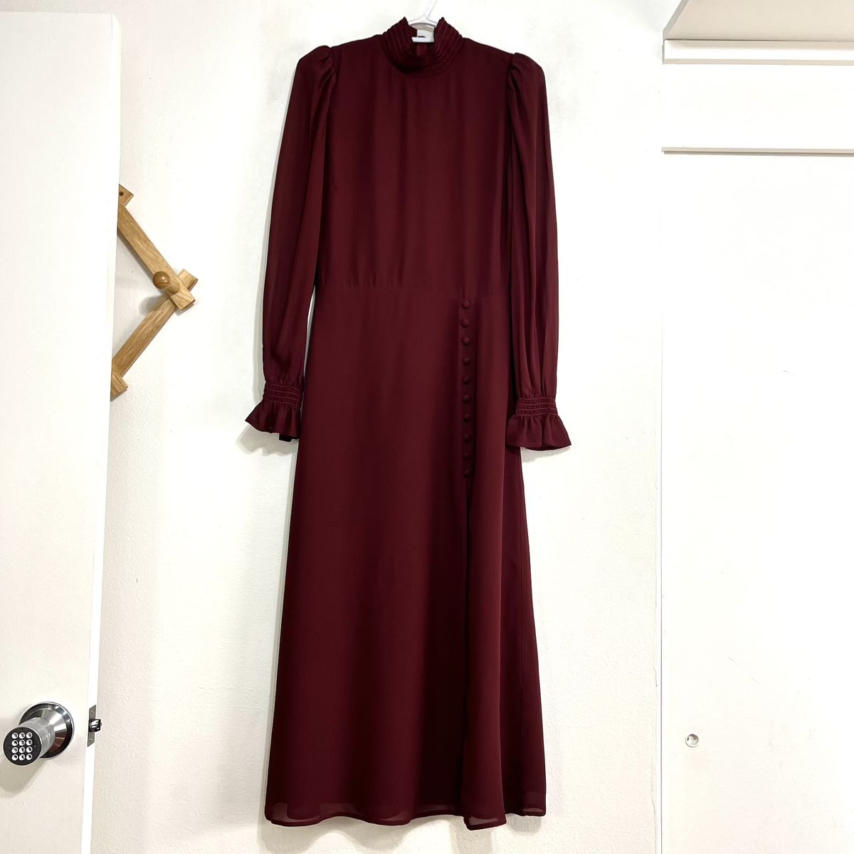 Reformation Size 4 Long Sleeve Red Side Slit Dress on Queenly
