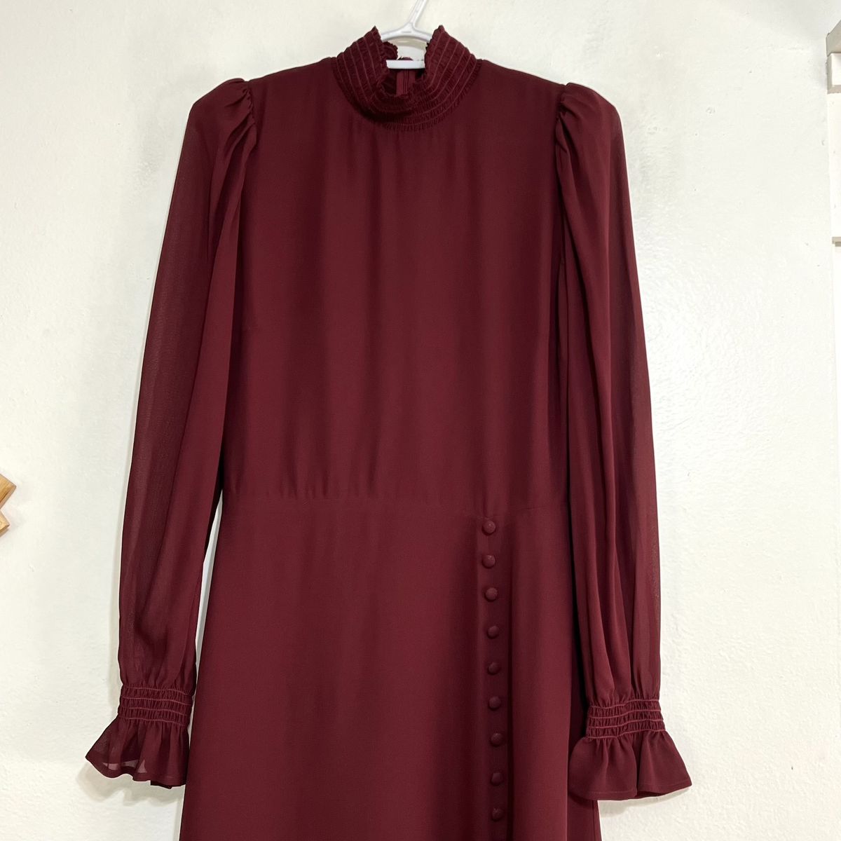 Reformation Size 6 Long Sleeve Red Side Slit Dress on Queenly