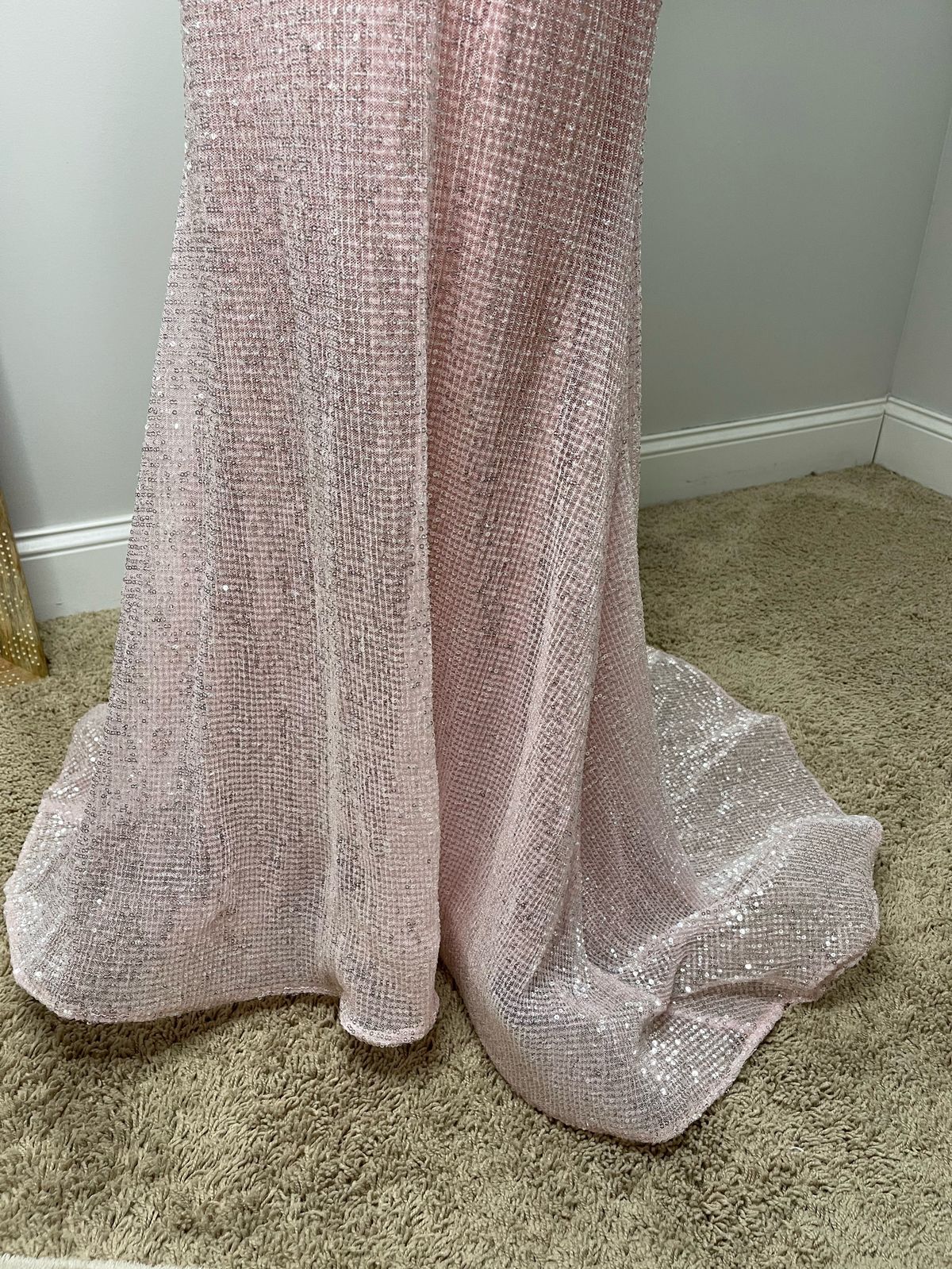 Jovani Size 2 Prom High Neck Sheer Pink Mermaid Dress on Queenly