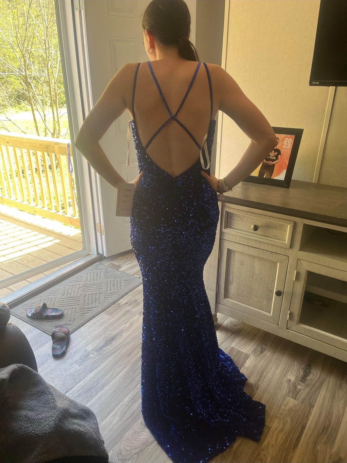 Promgirl Size 8 Prom Plunge Blue Mermaid Dress on Queenly