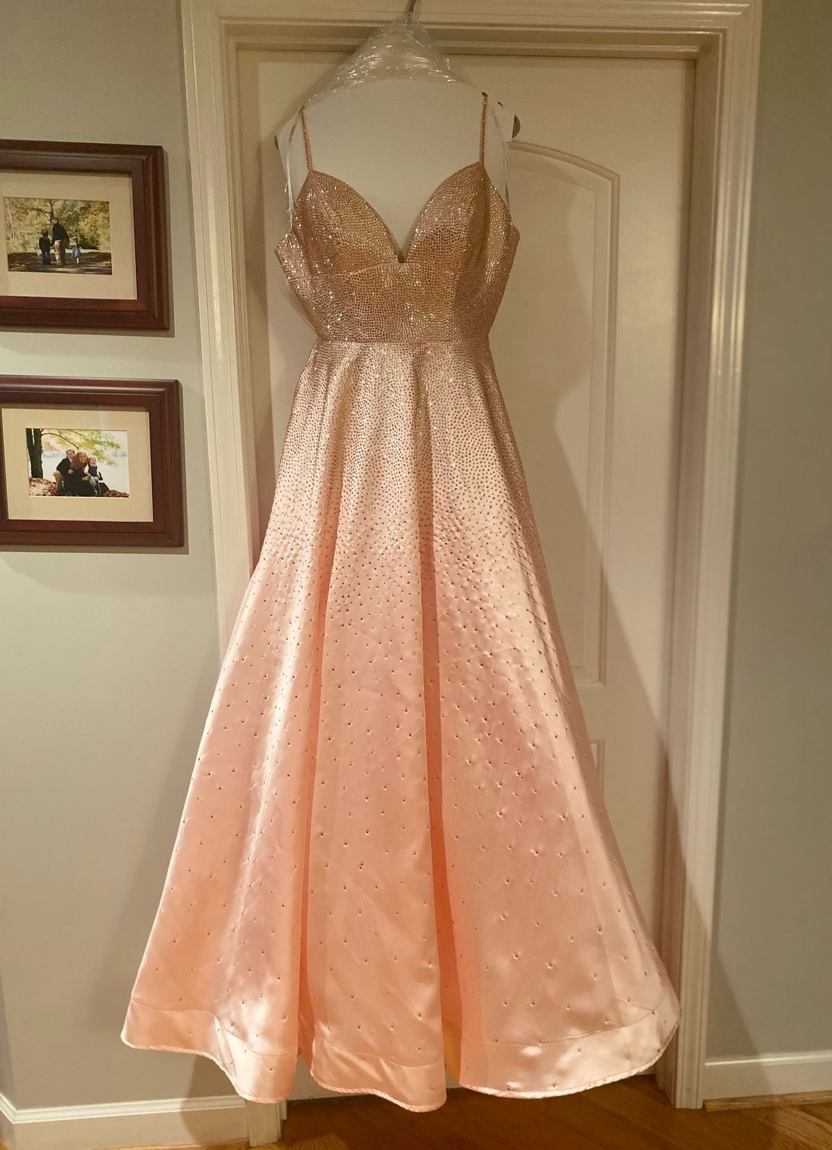 Sherri Hill Size 10 Prom Plunge Sequined Light Pink Ball Gown on Queenly