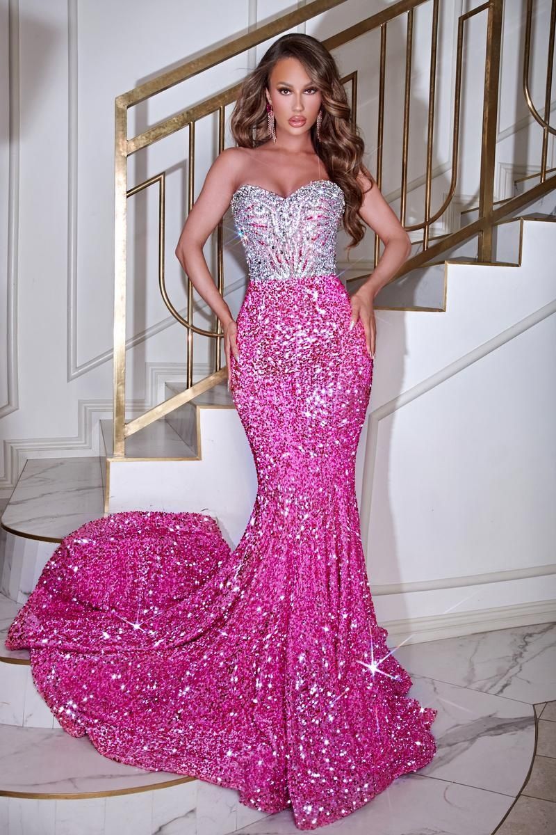 Style PS23641 Portia and Scarlett Size 4 Prom Pink Mermaid Dress on Queenly
