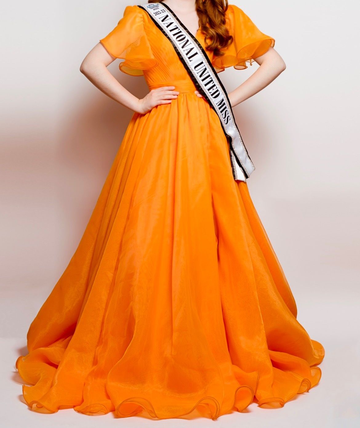 Ashley Lauren Size 4 Prom Plunge Orange Ball Gown on Queenly
