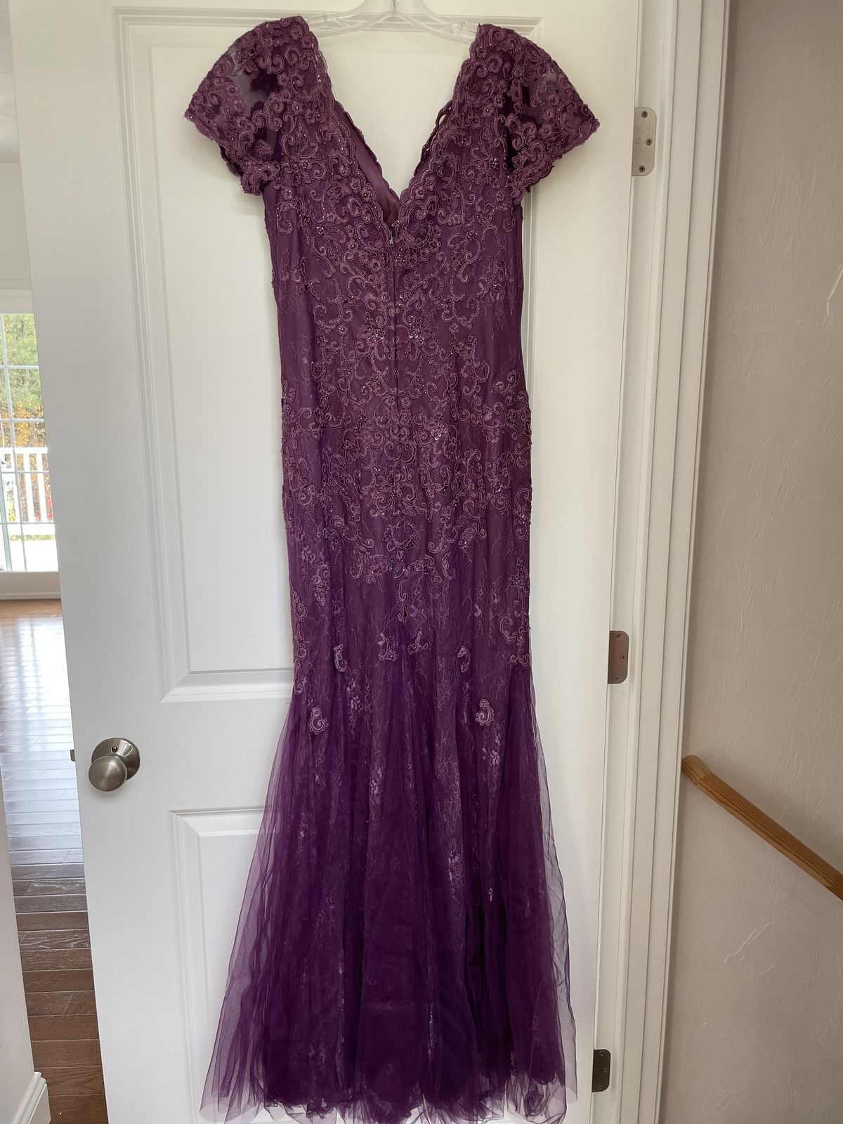 Ivonne D by Mon Cheri Size 8 Prom Lace Purple Mermaid Dress on Queenly
