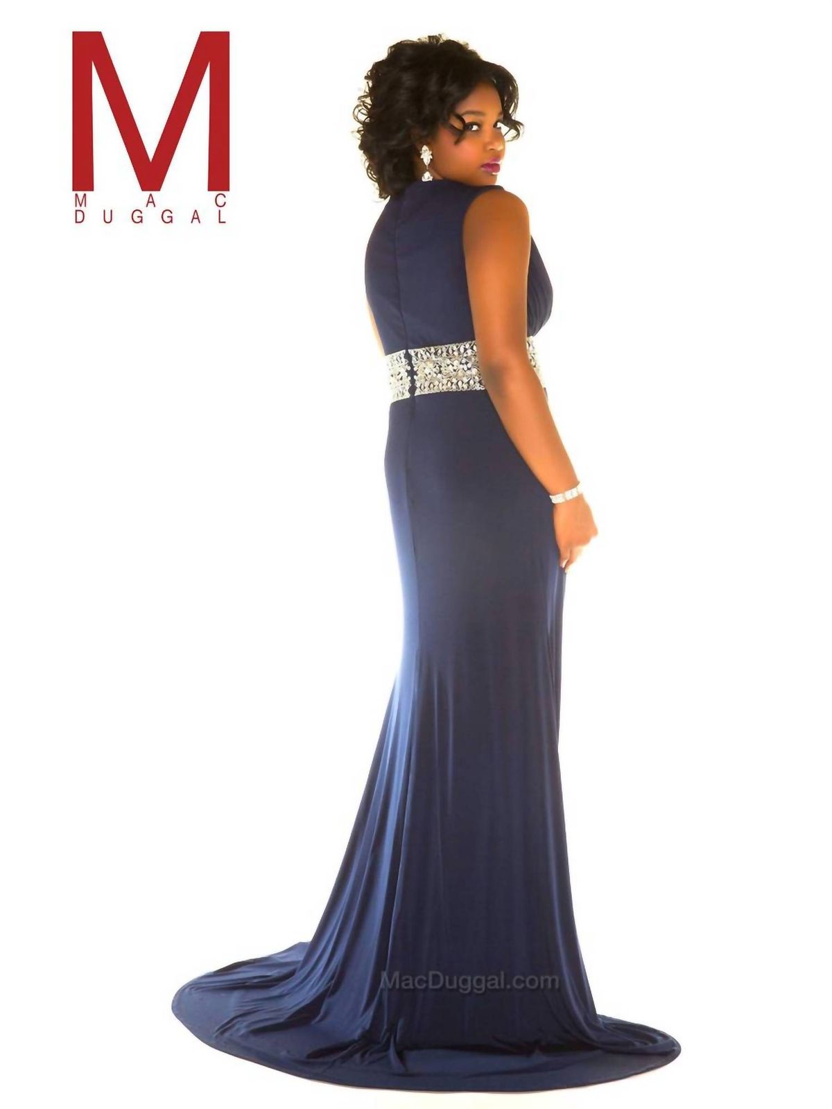 Style 1-2825829669-397 MAC DUGGAL Size 14 Blue Side Slit Dress on Queenly