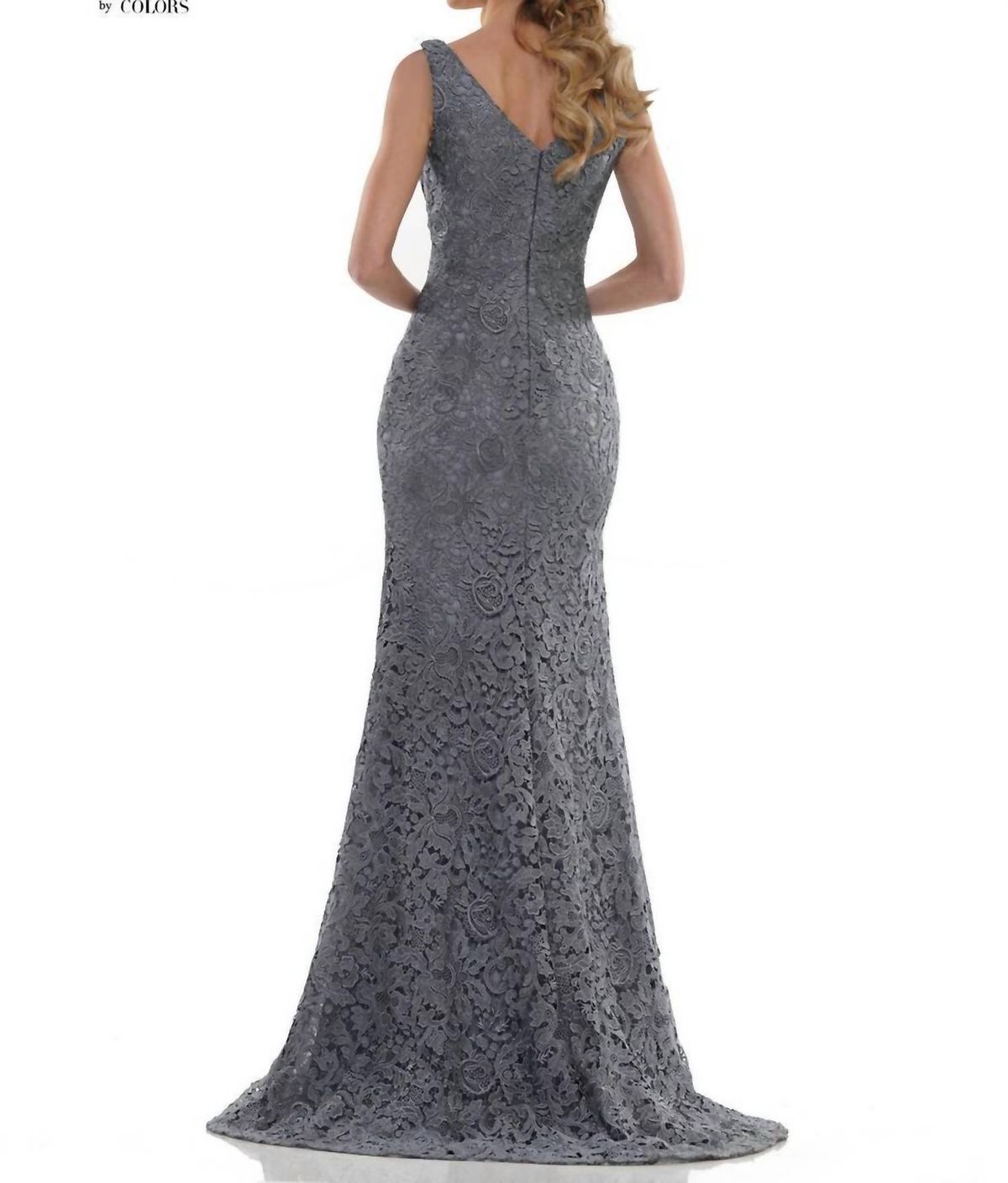 Style 1-560388834-98 Marsoni by Colors Size 10 Lace Grey A-line Dress on Queenly