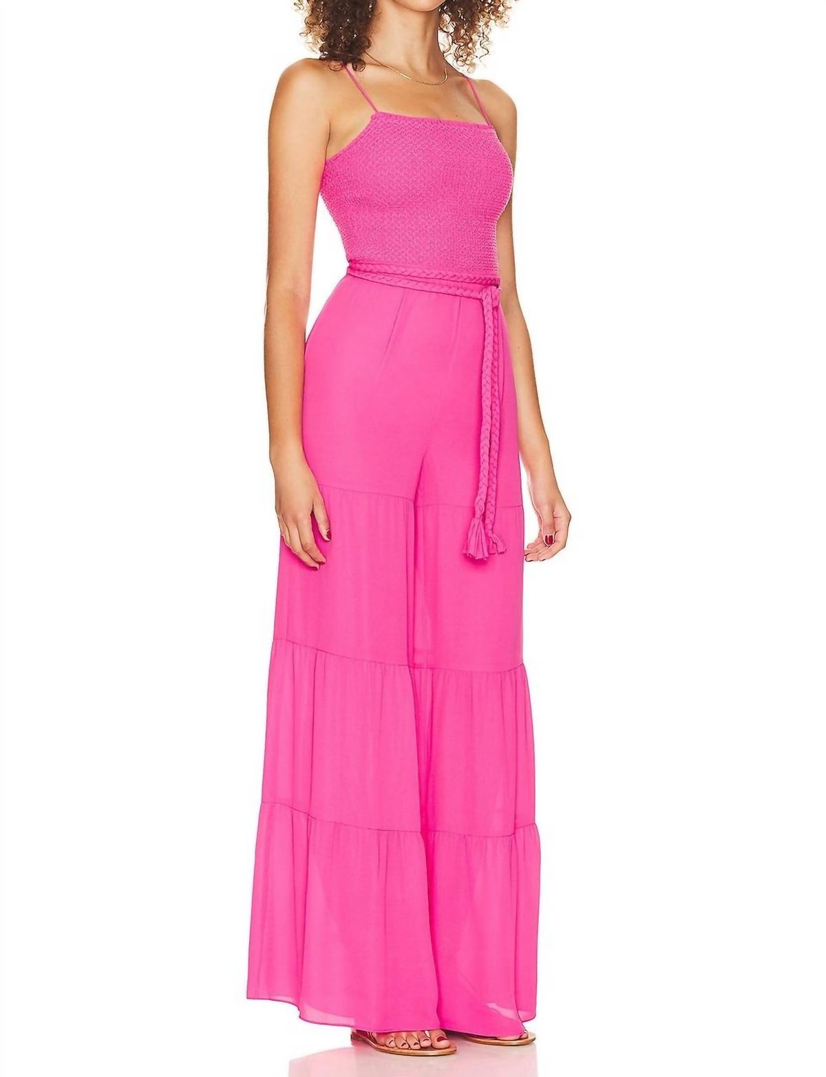 Style 1-798526179-1901 alice + olivia Size 6 Sequined Pink Formal Jumpsuit on Queenly