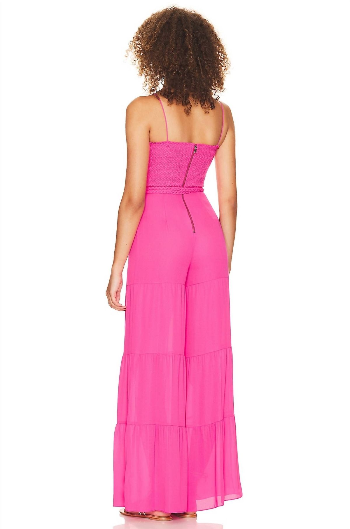 Style 1-798526179-2168 alice + olivia Size 8 Sequined Pink Formal Jumpsuit on Queenly