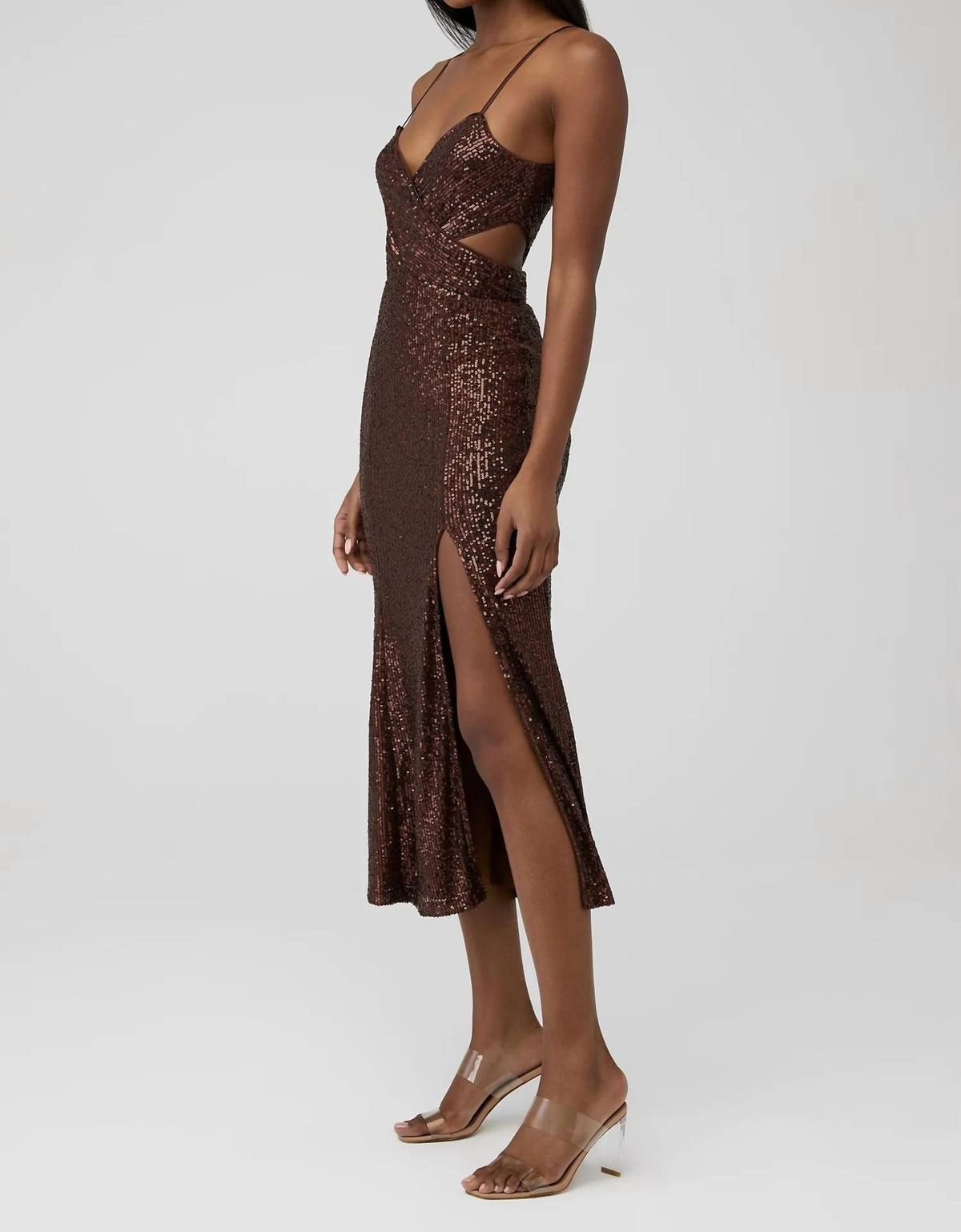 Style 1-991944611-3236 SAYLOR Size S Brown Cocktail Dress on Queenly