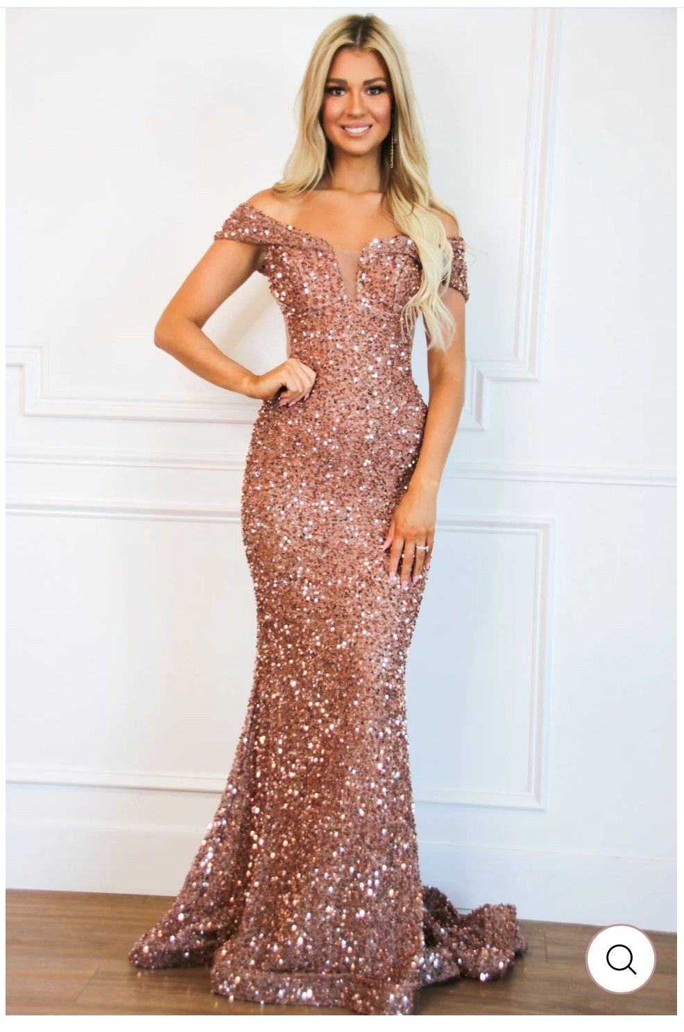 Size 14 Prom Plunge Rose Gold Mermaid Dress on Queenly