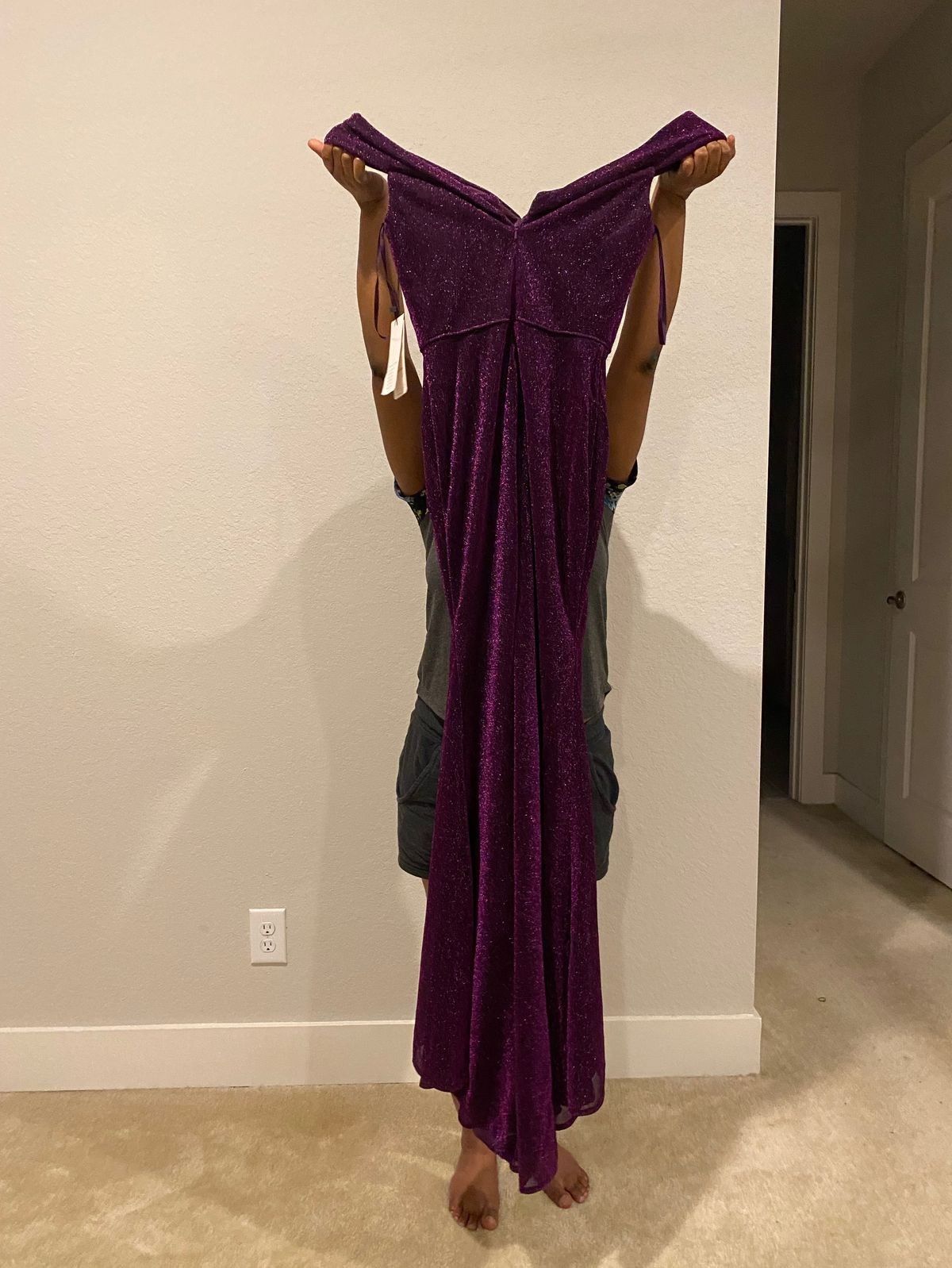Size M Prom Plunge Purple Ball Gown on Queenly