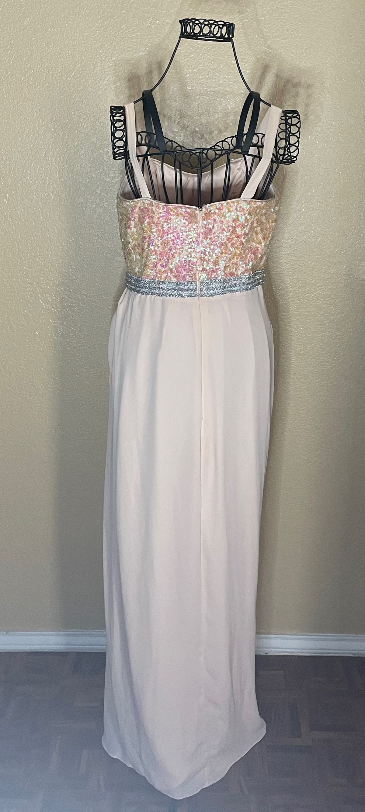 Belle Badgley Mischka Size 4 Prom Sequined Light Pink A-line Dress on Queenly