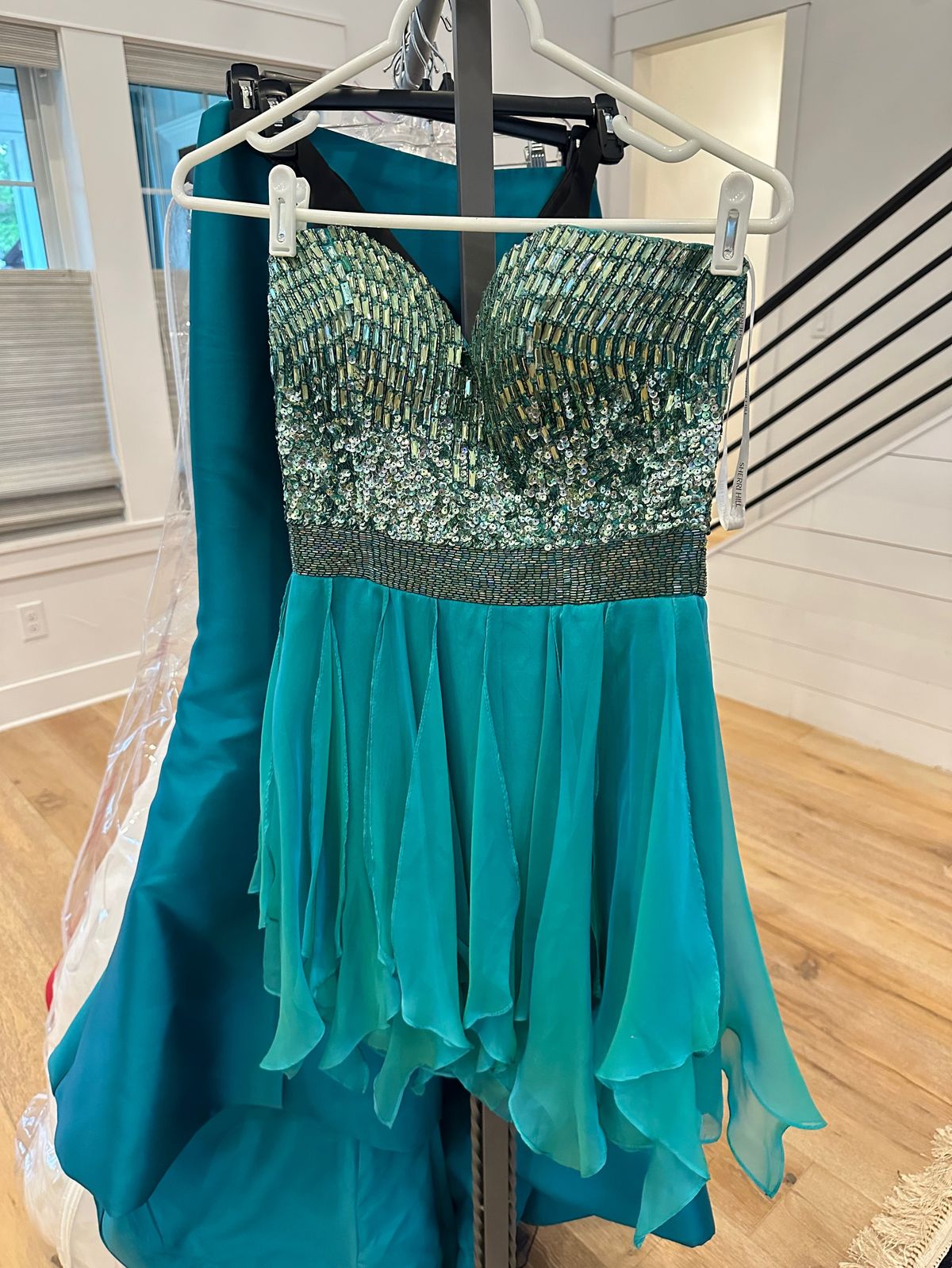 Sherri Hill Size 4 Prom Strapless Green Cocktail Dress on Queenly