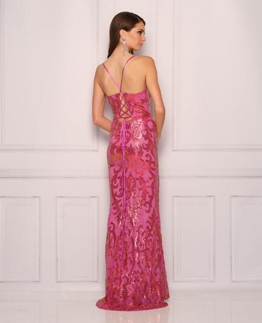 Style 11048 Dave and Johnny Size 4 Prom Hot Pink Floor Length Maxi on Queenly