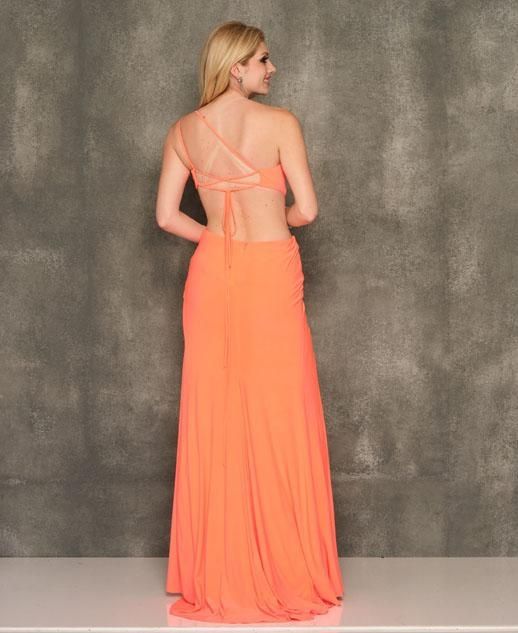 Style 10974 Dave and Johnny Size 4 Prom Orange Side Slit Dress on Queenly