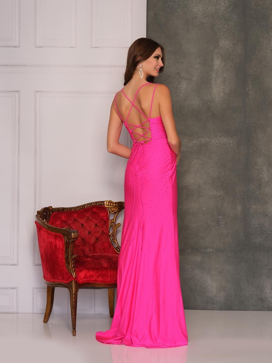 Style 10612 Dave and Johnny Size 8 Prom Hot Pink Side Slit Dress on Queenly