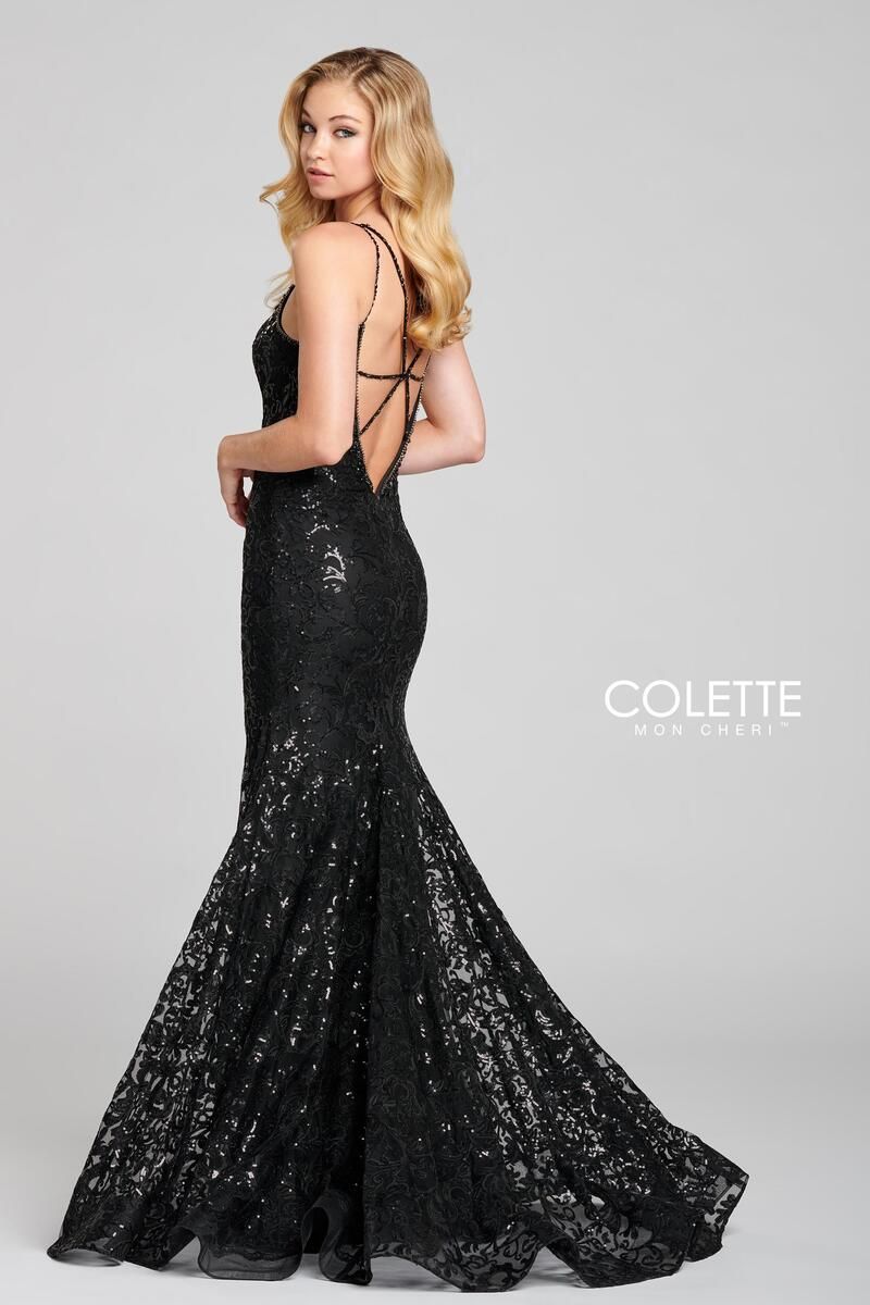 Style CL12121 Colette Size 2 Lace Black Mermaid Dress on Queenly