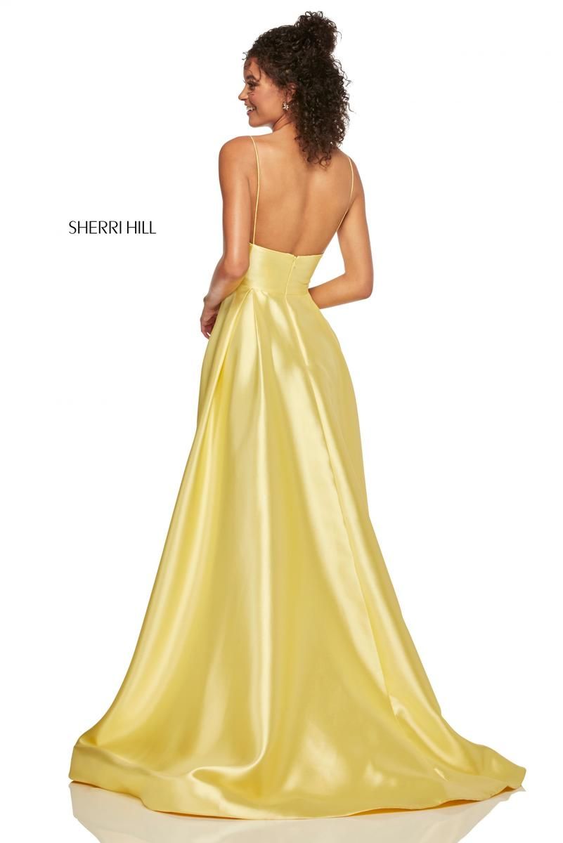 Style 52597 Sherri Hill Size 4 Prom Yellow Ball Gown on Queenly