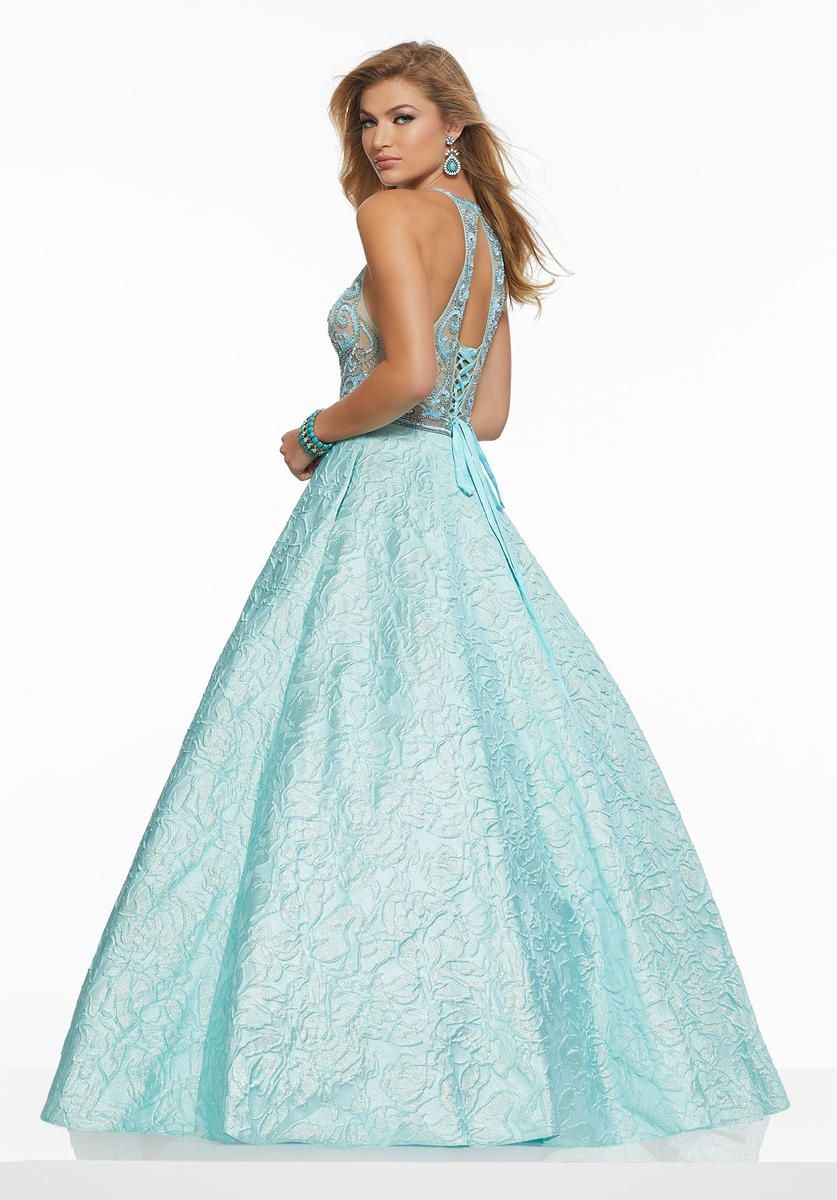 Style 43021 MoriLee Size 00 Prom Turquoise Blue Ball Gown on Queenly