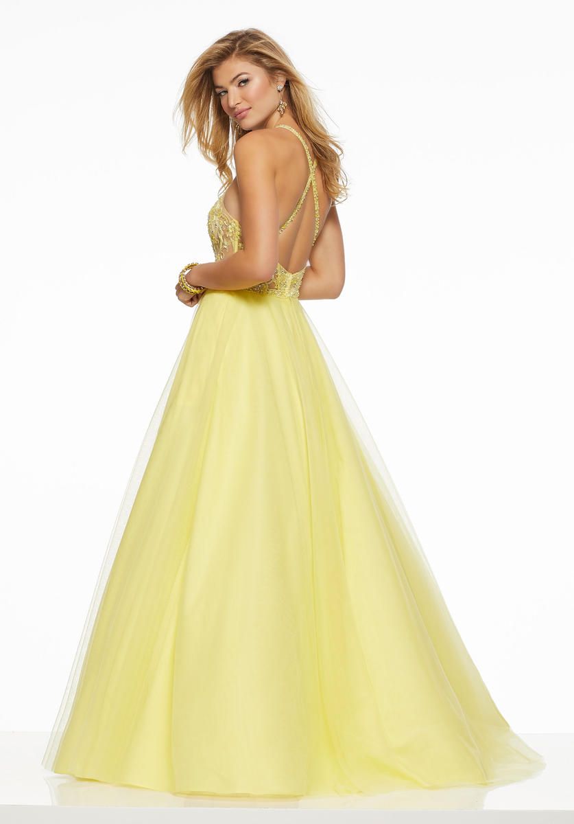 Style 43018 MoriLee Plus Size 24 Prom Yellow Ball Gown on Queenly