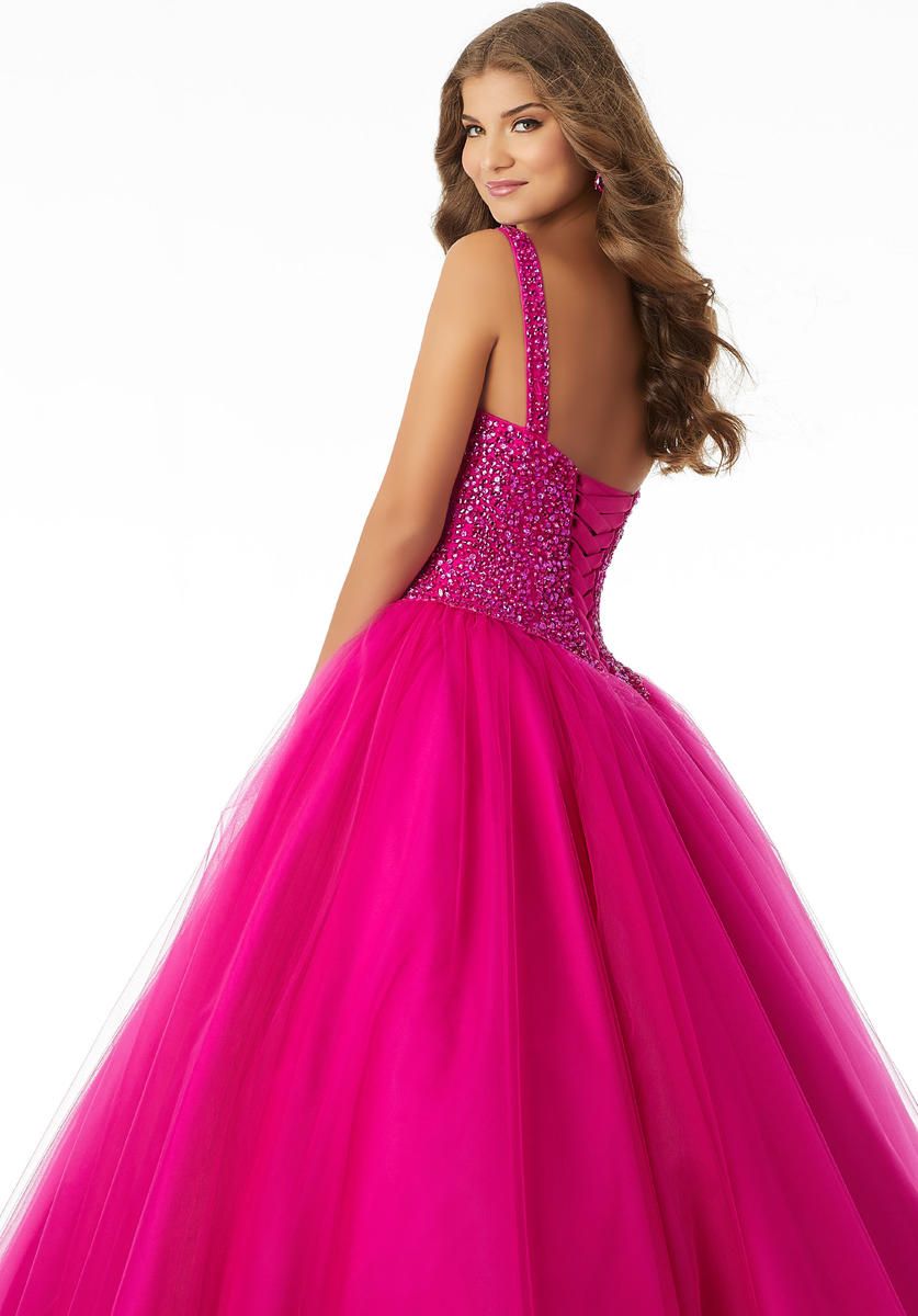 Style 42093 MoriLee Size 14 Pageant Hot Pink Ball Gown on Queenly