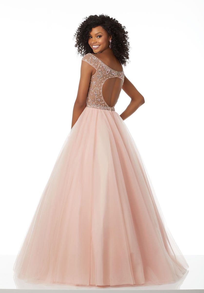 Style 42072 MoriLee Plus Size 20 Pageant Cap Sleeve Pink Ball Gown on Queenly