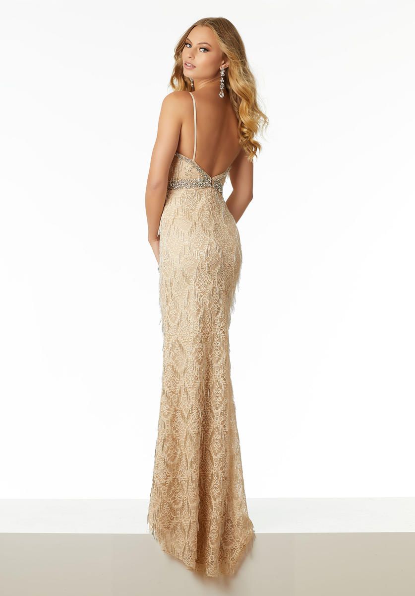 Style 42033 MoriLee Size 14 Pageant Lace Gold Floor Length Maxi on Queenly