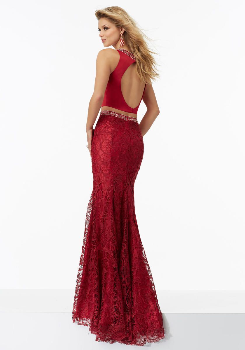 Style 99110 MoriLee Size 10 Prom Lace Red Floor Length Maxi on Queenly