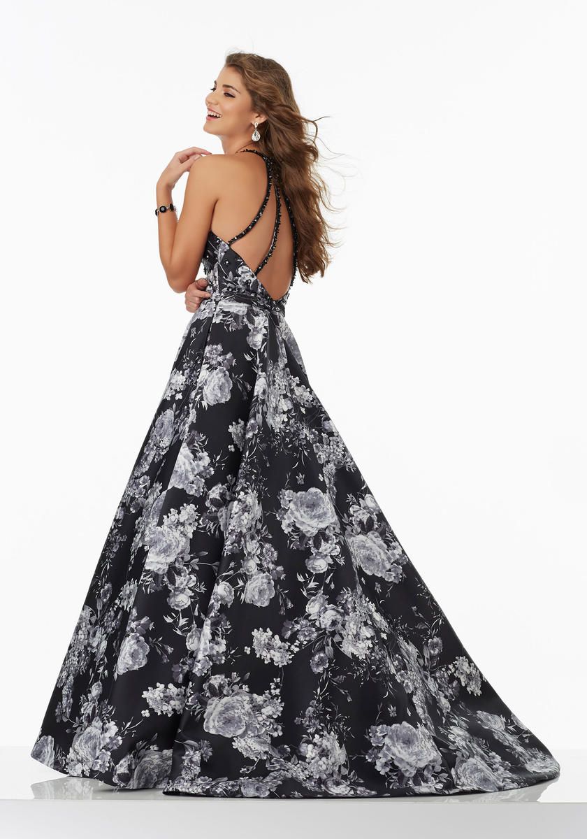 Style 99060 MoriLee Size 0 Prom Floral Black Ball Gown on Queenly