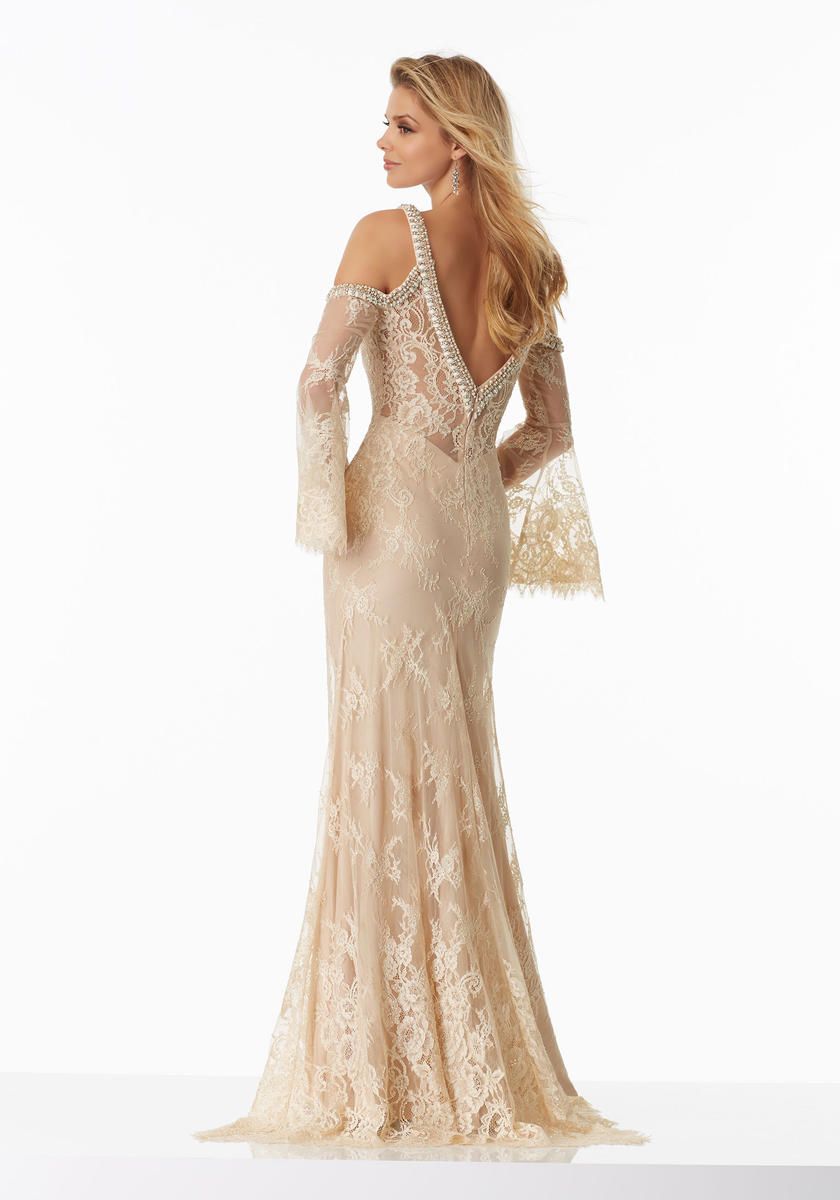 Style 99022 MoriLee Size 2 Prom Lace Nude Floor Length Maxi on Queenly