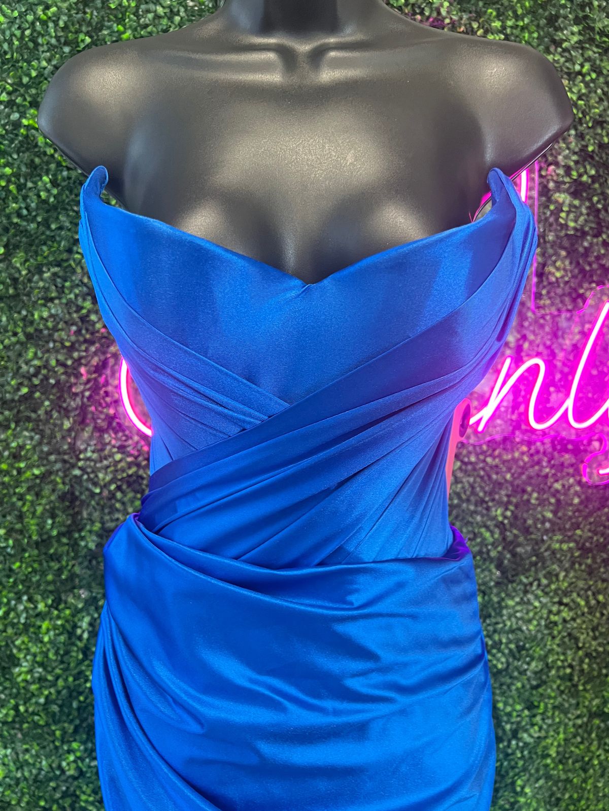 Style AD5109 Albina Dyla Size XL Pageant Strapless Sequined Royal Blue Side Slit Dress on Queenly