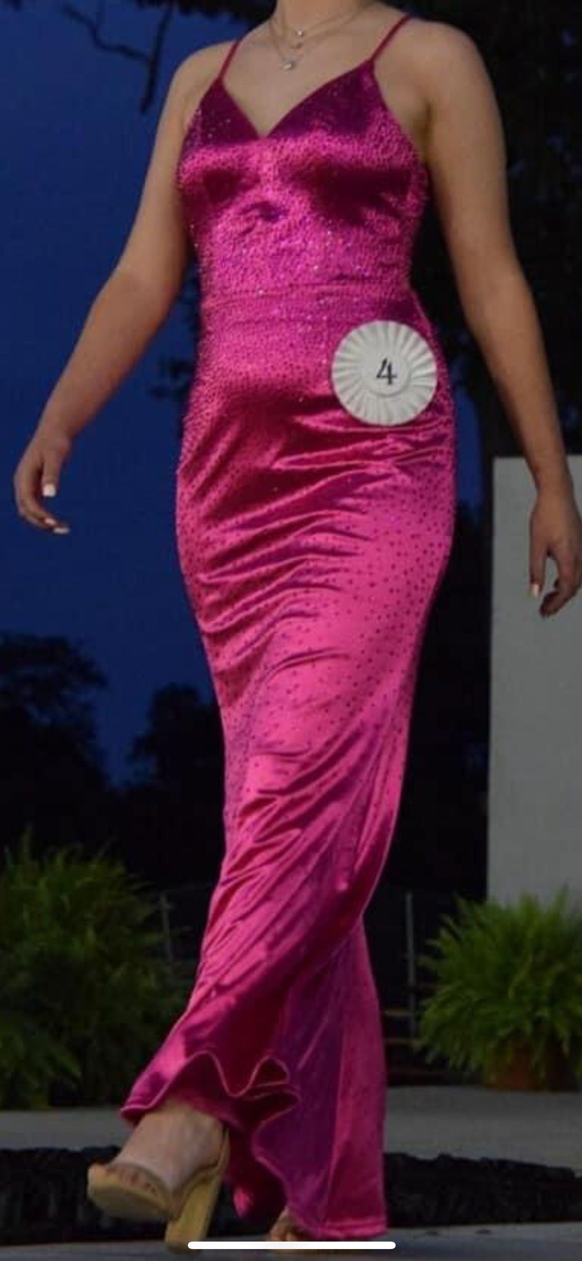Size S Prom Plunge Pink A-line Dress on Queenly