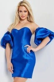 Style JVN 36795 Jovani Size 0 Prom Strapless Blue A-line Dress on Queenly