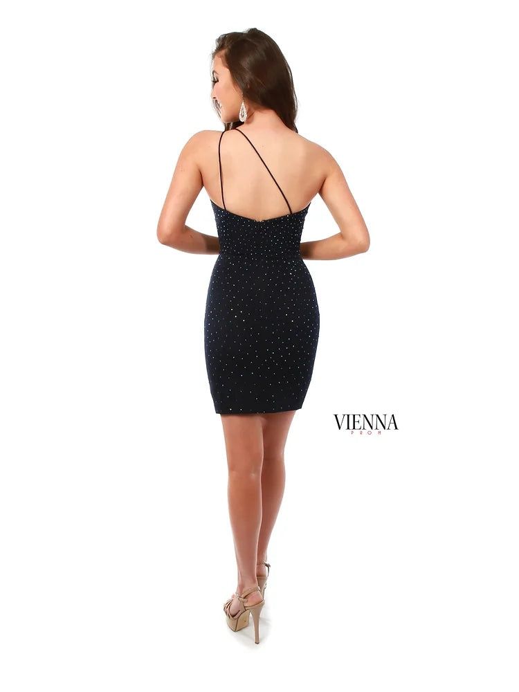 Style V-60043 Vienna Size 0 Navy Blue Cocktail Dress on Queenly
