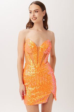 Style V-60100 Vienna Size 6 Orange Cocktail Dress on Queenly