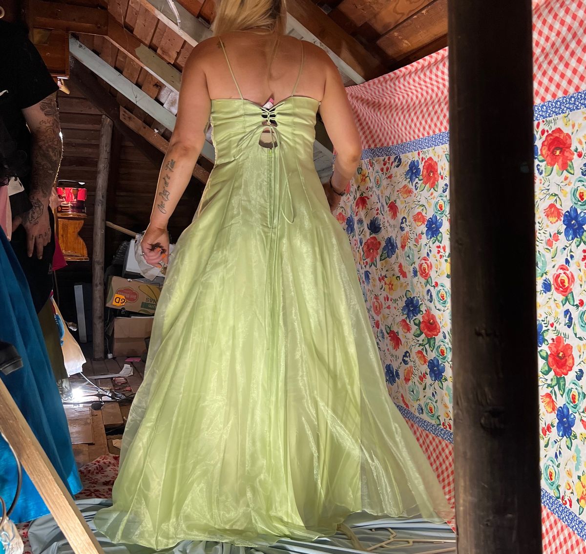 Size M Prom Strapless Green Ball Gown on Queenly