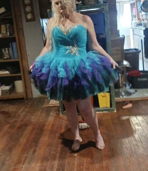 Size L Prom Strapless Multicolor Cocktail Dress on Queenly