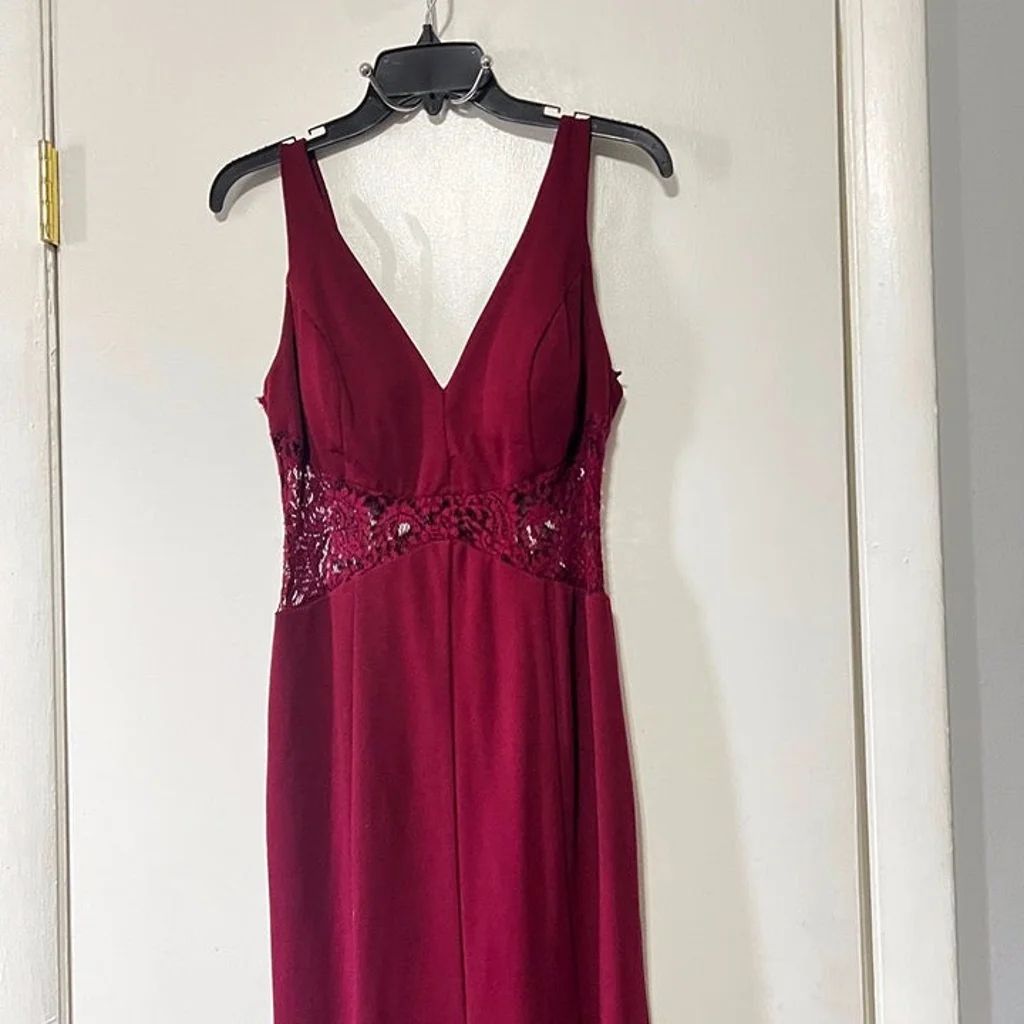 Girls Size 7 Prom Red Side Slit Dress on Queenly