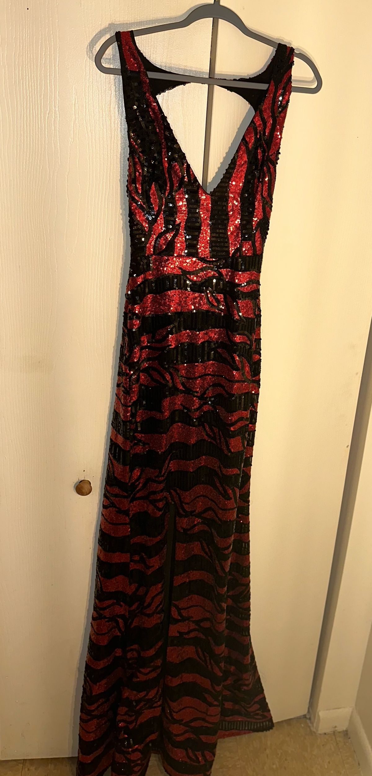 B&B couture Size M Prom Plunge Red Side Slit Dress on Queenly