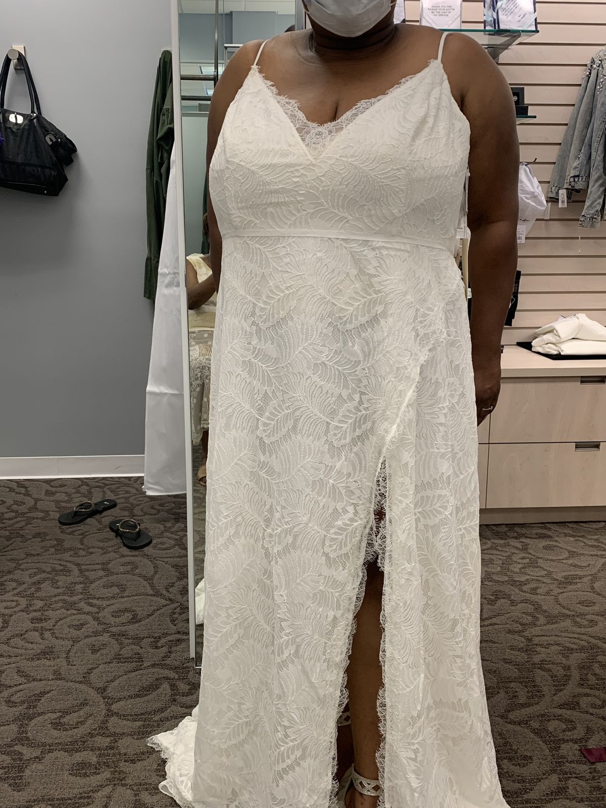 Plus Size 24 Wedding Lace White Side Slit Dress on Queenly