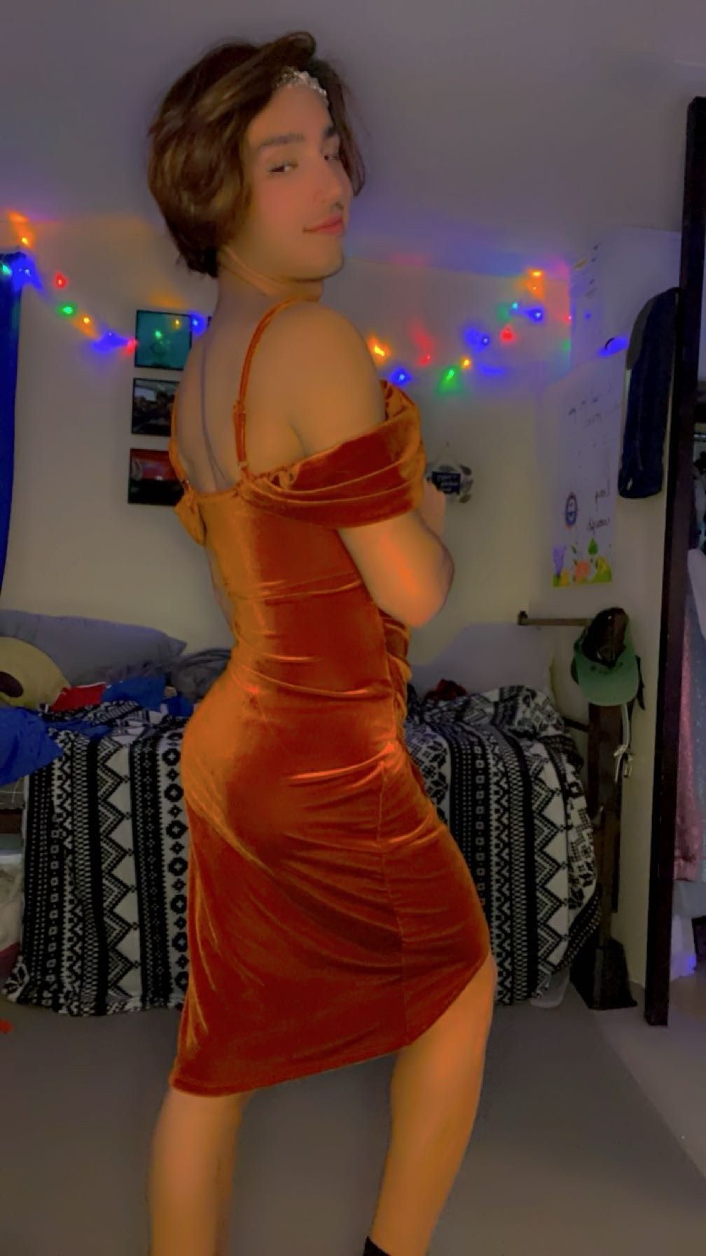 Size S Prom Off The Shoulder Orange Cocktail Dress on Queenly
