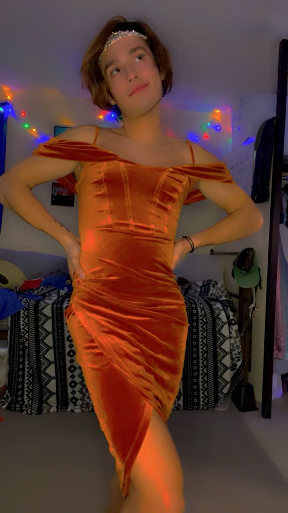 Size S Prom Off The Shoulder Orange Cocktail Dress on Queenly