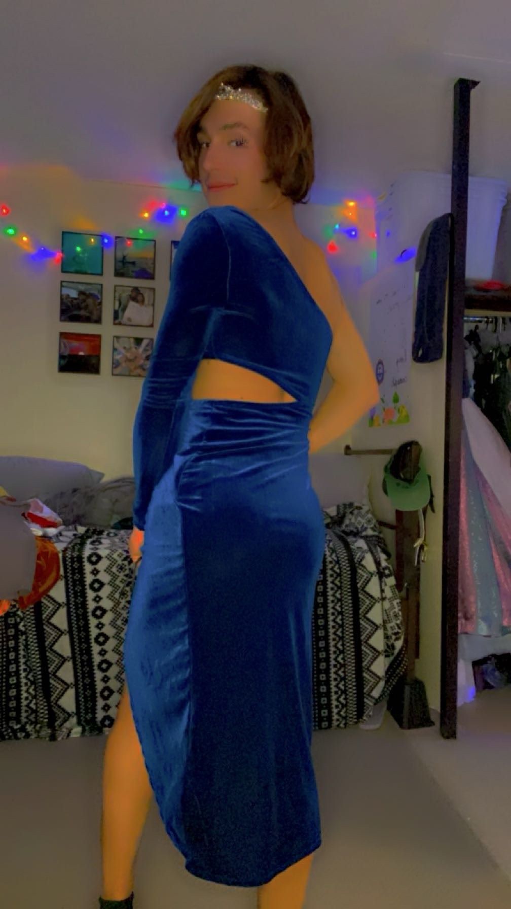 Size S Prom One Shoulder Blue Side Slit Dress on Queenly