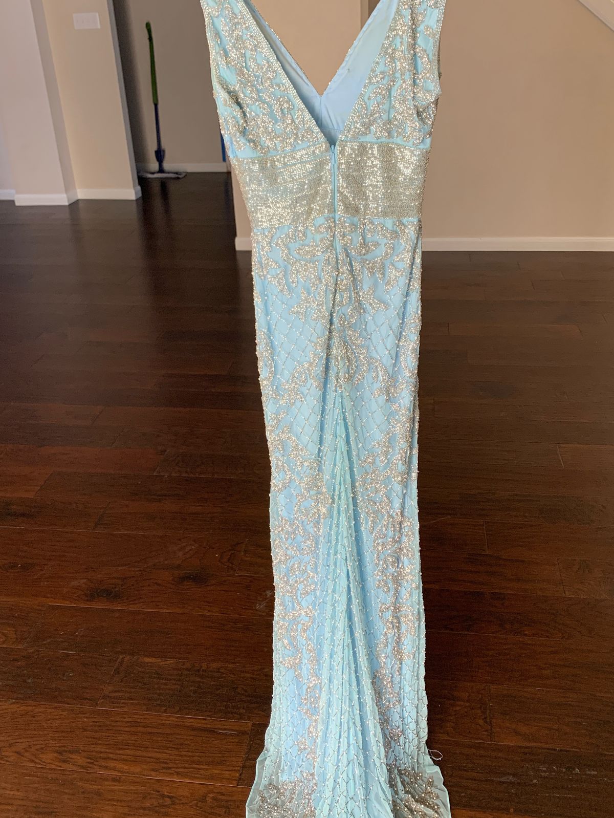 Primavera Size 0 Prom Plunge Blue Floor Length Maxi on Queenly