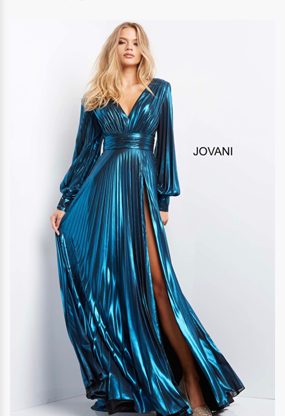 Style 06221 Jovani Size 10 Pageant Plunge Blue A-line Dress on Queenly