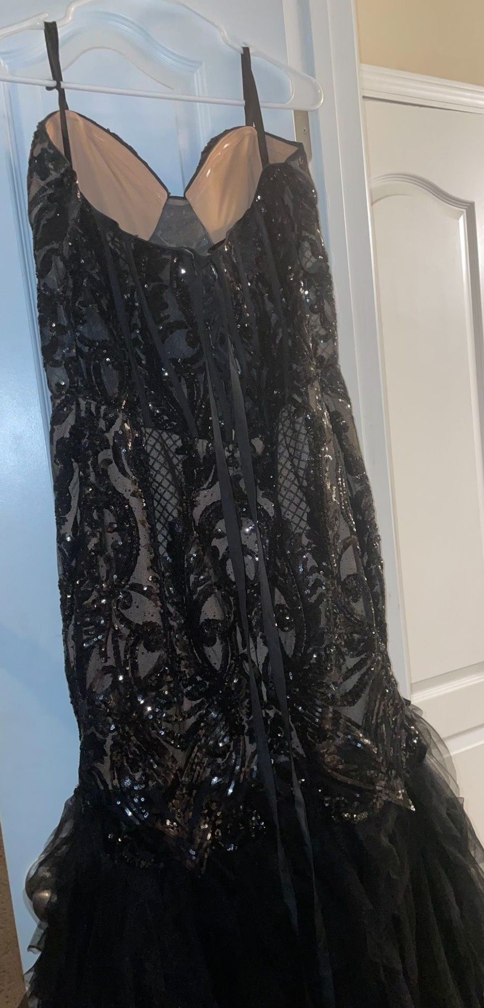 Size 12 Prom Strapless Black Mermaid Dress on Queenly