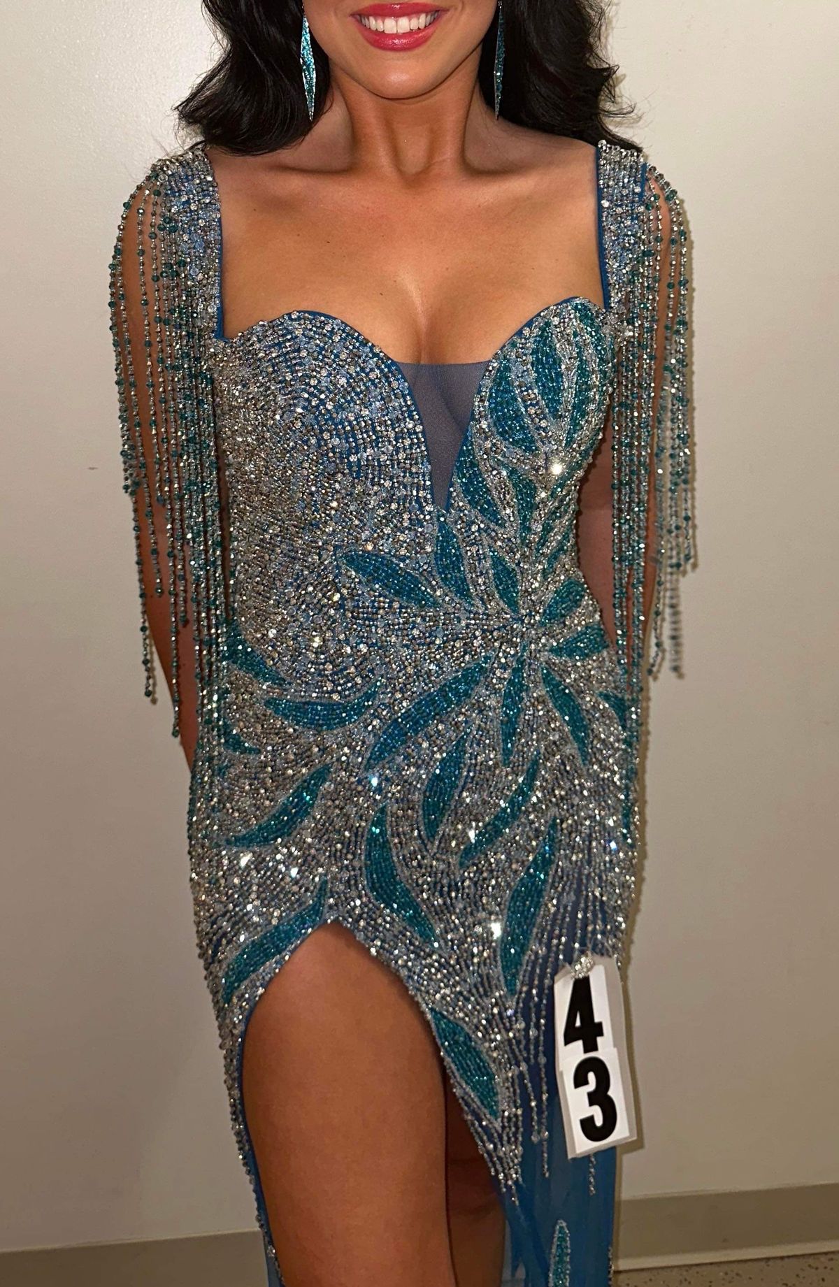 Style 07031A Jovani Size 0 Pageant Plunge Blue Side Slit Dress on Queenly