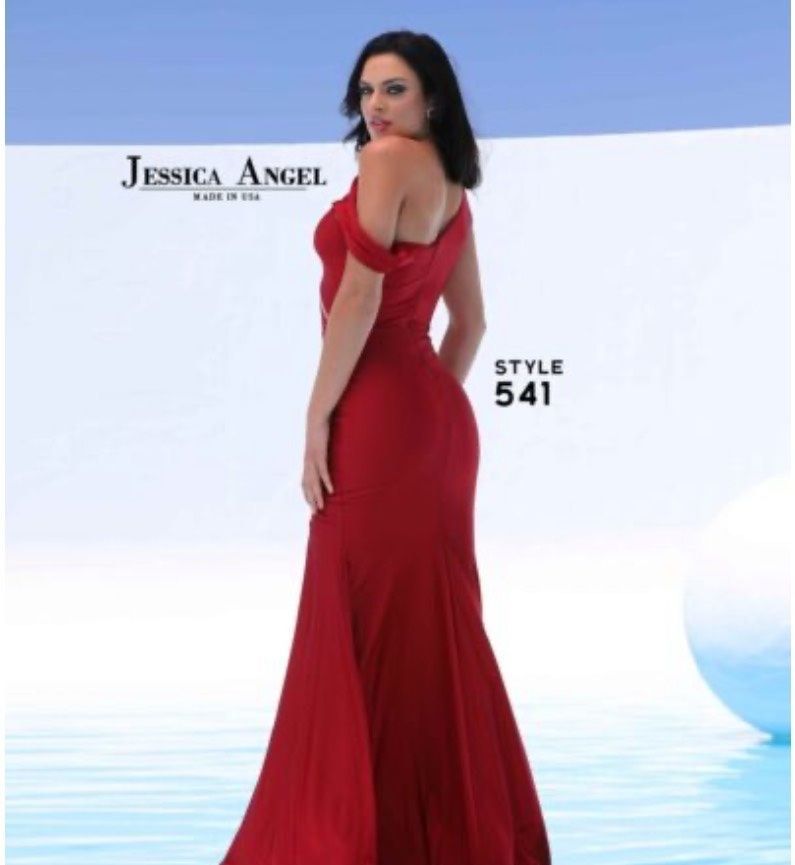 Style 541 Jessica Angel Size 2 One Shoulder Sequined Blue Side Slit Dress on Queenly